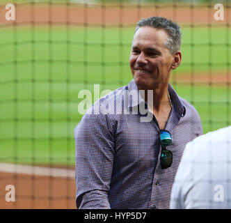 Houston, Texas, USA. 5th Apr, 2017. Houston Astros hall of famer Craig Biggio prior to the start of the MLB game between the Seattle Mariners and the Houston Astros at Minute Maid Park in Houston, TX. John Glaser/CSM/Alamy Live News Stock Photo