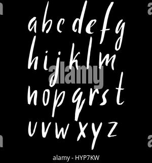 Hand drawn ink simple font. Modern brush lettering. Grunge style alphabet. Vector illustration. Stock Vector