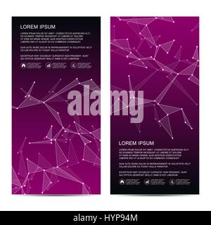 2 of modern vertical scientific banners. Molecular structure of DNA and neurons. Geometric abstract background. Medicine, science, technology, business and website templates. Vector illustration Stock Vector