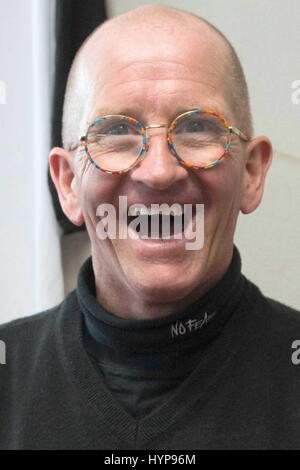 Eddie the Eagle, real name Michael Edwards, took to the slopes at the Canada Olympic Park in Calgary, Alberta in support of local jumpers. Around 1000 fans watched the 1988 Olympian jump.  Featuring: Eddie Edwards Where: Calgary, Canada When: 05 Mar 2017 Stock Photo