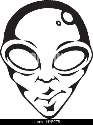 Alien. Vector illustration of a sketch humanoid head. Ufo. Paranormal ...
