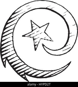 Vector Illustration of a Scratchboard Style Ink Drawing of a Shooting Star Stock Vector