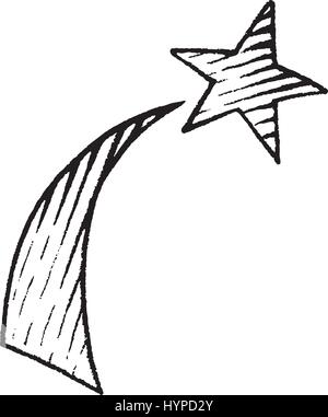 Vector Illustration of a Scratchboard Style Ink Drawing of a Shooting Star Stock Vector