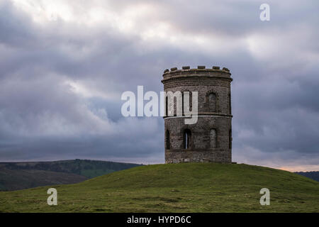 Solomon's Temple or Grinlow Tower as it is also known stands above Buxton in the Peak District. Stock Photo