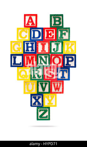 Wooden alphabet blocks isolated on white background Stock Photo