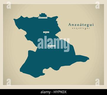Modern Map - Anzoategui VE Stock Vector