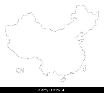 Map of China - outline. Silhouette of China map illustration Stock ...