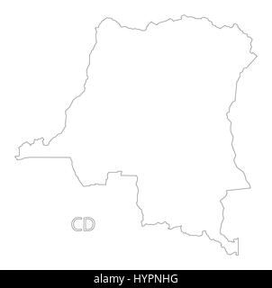 Congo Republic departments Map black and white illustration Stock ...
