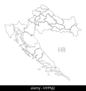 Vector regional map of Croatia with counties, capital city and ...
