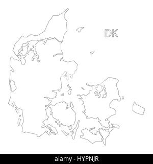 Denmark outline silhouette map illustration Stock Vector