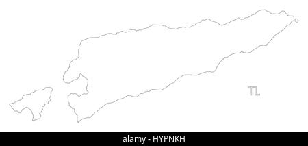 Simple outline map of East Timor with capital location. Stylized ...