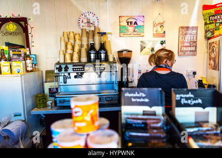 coffee barista machine in coffee shop coffee barista worker working making coffee using machine coffee bar barista coffee bar counter Stock Photo