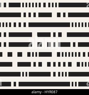 Black and White Dashed Lines Pattern. Modern Abstract Vector Seamless Background Stock Vector