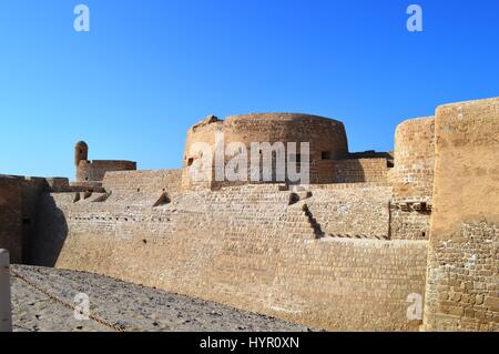 An exterior view of the Bahrain Fort at Al Qalah, Bahrain, in the Middle East. Stock Photo