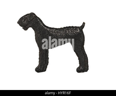 Black dog figure on white background, airedale terrier Stock Photo