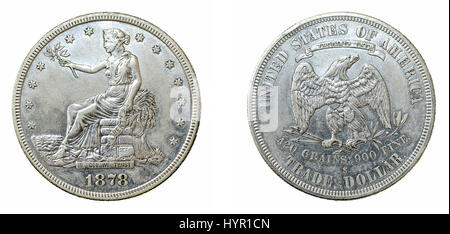 1878 Trade Dollar coin. Stock Photo