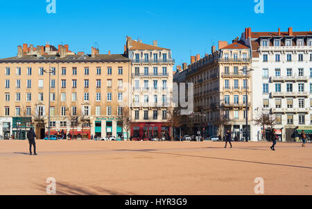 La Place Bellecour, Lyon, Auvergne-Rhone-Alpes, France, Europe. A UNESCO world heritage site at the heart of Presqu'ile (peninsula) Stock Photo