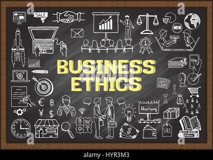 Hand drawn icons about business ethics on chalkboard. Vector illustrations. Stock Vector