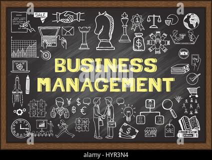 Hand drawn icons about business management on chalkboard. Vector illustrations. Stock Vector