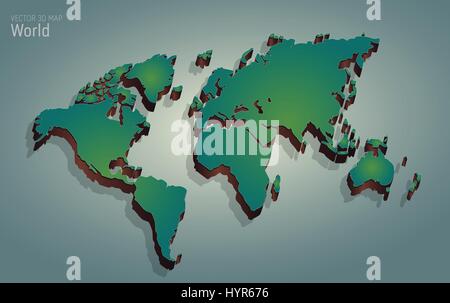 vector 3d map illustration of WORLD Stock Vector