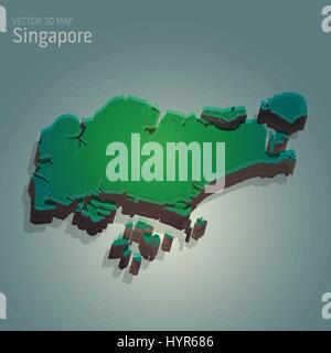 vector 3d map illustration of SINGAPORE Stock Vector