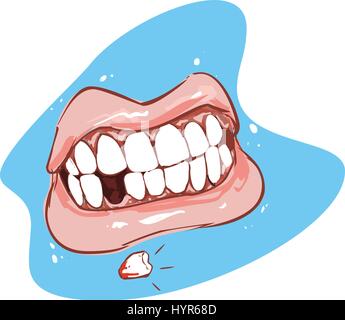 white backround vector illustration of a broken teeth Stock Vector