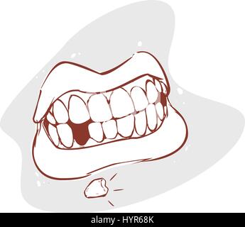 white backround vector illustration of a broken teeth Stock Vector