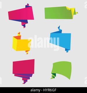 vector bright colored origami speech bubble set Stock Vector