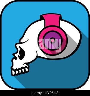 Vector creative Dj Skull illustration Side View Stock Vector