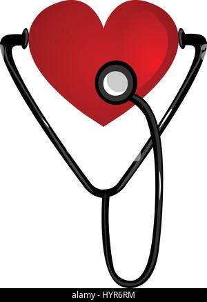 white background vector illustration of a heart stethoscope Stock Vector