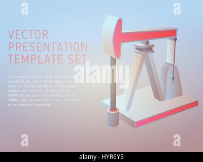 vector 3d business theme presentation template set Stock Vector