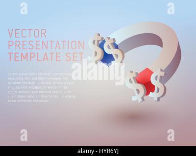 vector 3d business theme presentation template set Stock Vector