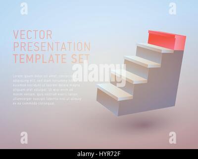 vector 3d business theme presentation template set Stock Vector