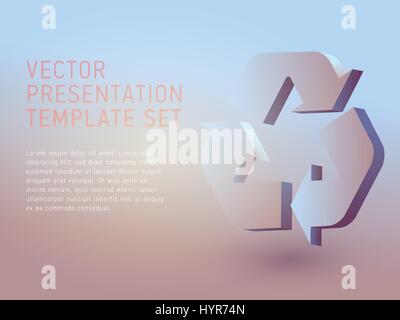 vector 3d business theme presentation template set Stock Vector