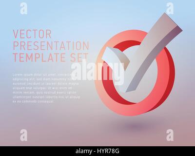vector 3d business theme presentation template set Stock Vector