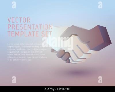 vector 3d business theme presentation template set Stock Vector
