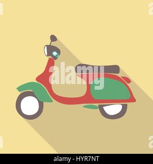 Scooter. Single flat icon on yellow background. Vector illustration Stock Vector