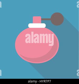 Vector illustration long shadow flat icon of retro perfume bottle Stock Vector