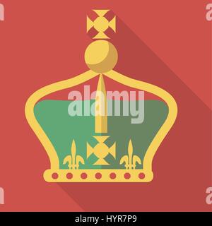 Vector illustration long shadow flat icon of royal crown Stock Vector