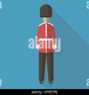 Vector illustration long shadow flat icon of english guard Stock Vector