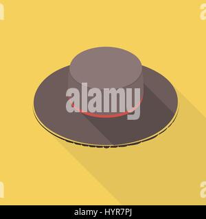 Vector illustration long shadow flat icon of spanish hat Stock Vector