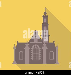 Vector illustration long shadow flat icon of noorderkerk Stock Vector