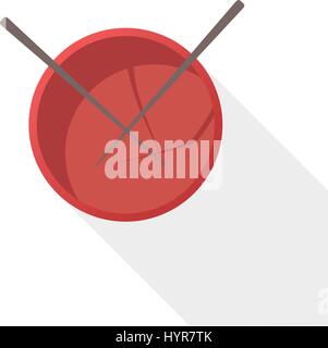 Vector illustration long shadow flat icon of japanese bowl Stock Vector