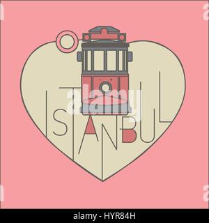 vector line icon style illustrated istanbul landmarks set Stock Vector