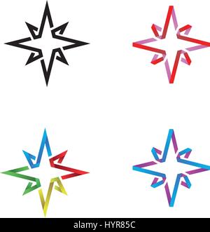 vector colored geometric star icon set design Stock Vector