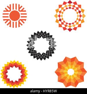modern abstract various geometric vector sun icons Stock Vector