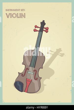 vector hand drawing colored violin or viola illustration Stock Vector