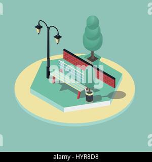 3d isometric vector illustration of park scene Stock Vector