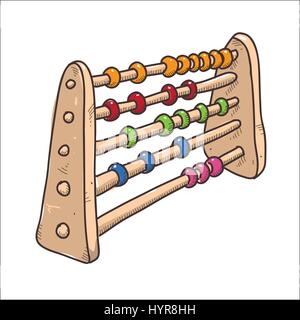 vector sketch drawing classical abacus illustration isolated Stock Vector