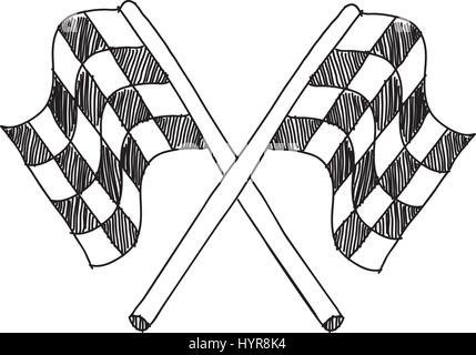 vector hand drawing sketch final race flag Stock Vector